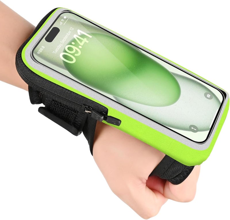 NITMTYOU Phone Holder for Running, Wrist Armband for Phone for Pro Max Plus SE (16/15/14/13/12/11/X/XR) Galaxy S24/S23/S22/S21, Waterproof Running Accessories with Adjustable Strap & Card Slot（Green - Image 1